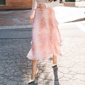 Rachel Parcell Tiered Pleated Snake Midi Skirt